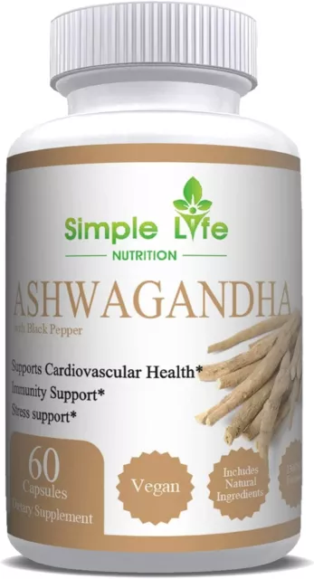 New Organic Ashwagandha Capsules with Black Pepper Extract - 1300mg