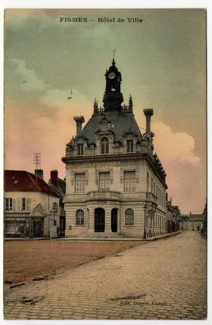 FISMES - Marne - CPA 51 - Hotel de ville - carte couleur