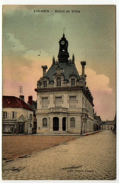 FISMES - Marne - CPA 51 - Hotel de ville - carte couleur