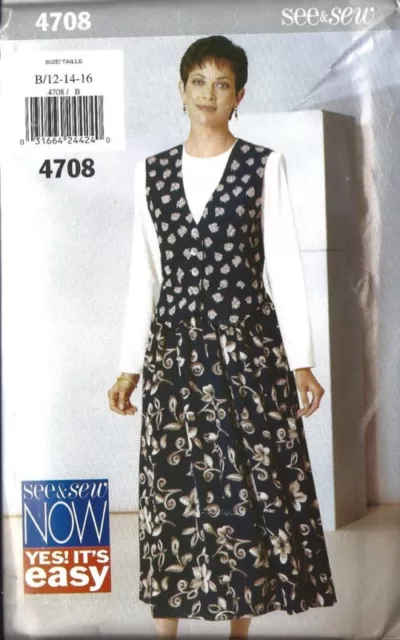 UNCUT Vintage Butterick Sewing Pattern Misses Dress 4708 EASY OOP NEW FF SEW