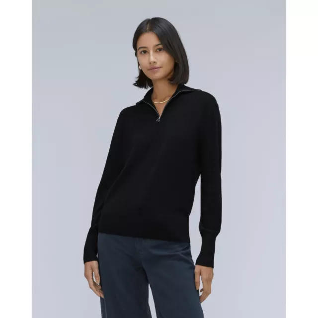 Everlane Womens The Luxe Merino Half-Zip Sweater Wool Yak Hair Blend Black S