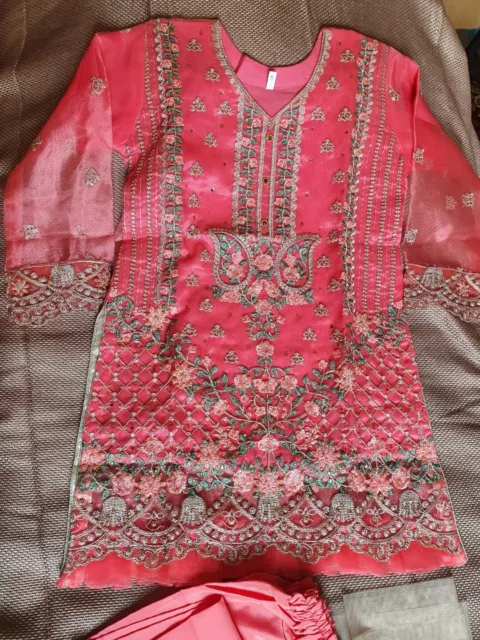 Pakistani Indian Girls Eid Wedding Party Dress Kameez Suit size 32~ 8-9yr Pink