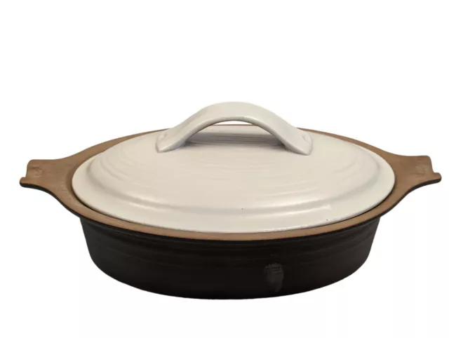 Franciscan Gourmet Ironstone 1 Quart Oval Baker Oven Safe Interpace Black & Tan