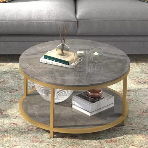 Coffee Table Round 33.6" Coffee Tables for Living Room Modern Circle Table wi...