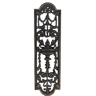 Highlighted Bronze Pierced Push Plate with Urn Accent Restoration Door Hardware