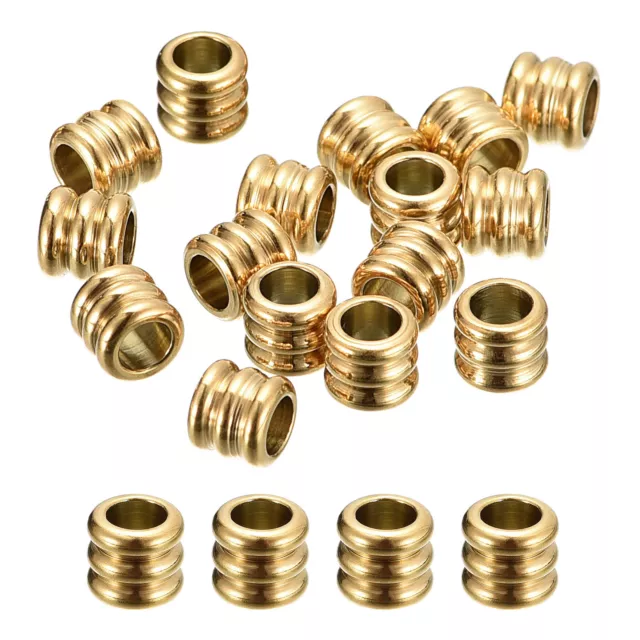 20Pcs Sleeve Column Beads, 4.5x5x3mm Crimp End Spacer for DIY, Gold Tone