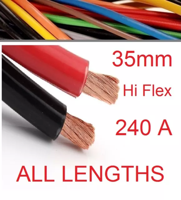 Automotive Battery Starter Welding Cable PVC Hi Flex 35MM 240 Amp 12v Red Black