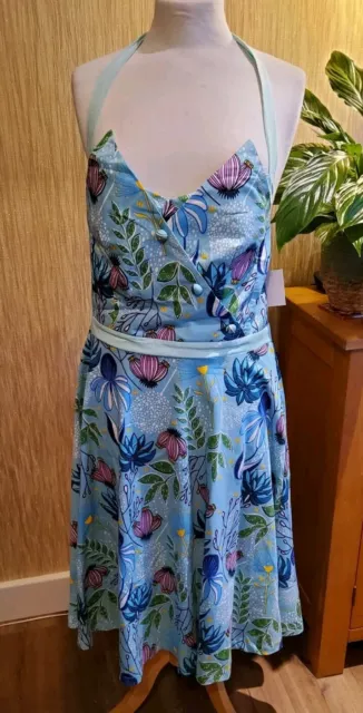 LINDY BOP VINTAGE Retro Dress MYRTLE TURQUOISE FLORAL NEW Size 24 7.50 PicClick UK