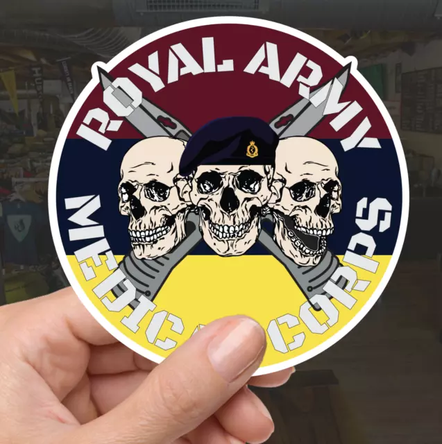 Royal Army Medical Corps (RAMC) Waterproof Vinyl Stickers Three Skull Design