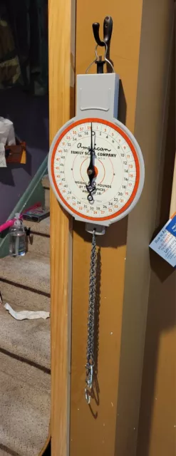 Vintage American Family Scale Company Brand 60 Pound Hanging Scale