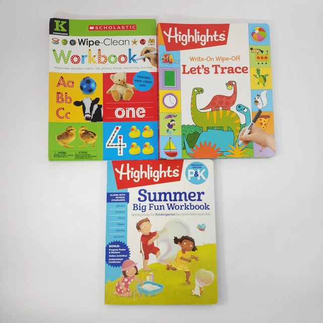 Highlights Workbook Scholastic Wipe Clean Dry Erase Activity Books Pre-K - K