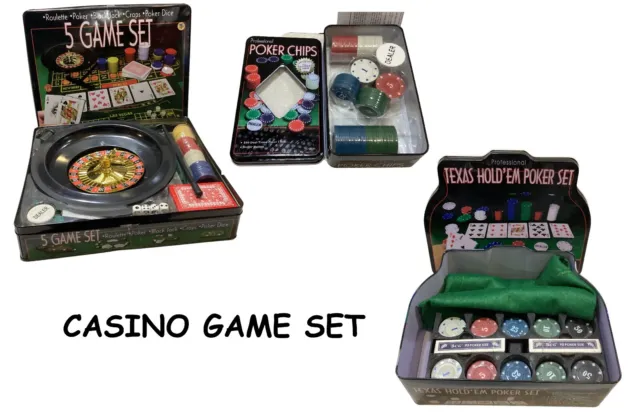 Poker Casino Game Set Texas Hold'em Fiches Roulette Set