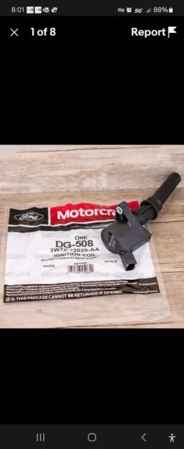 8 Dg508 And 8 Sp479 Coil And Spark Plug Oem Motorcraft 100% Not China Knock Offs