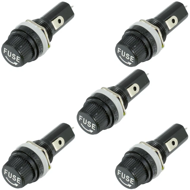 5 X Montage Panneau Châssis Support Fusible pour 6x30mm Fusibles Verre 10A 250V