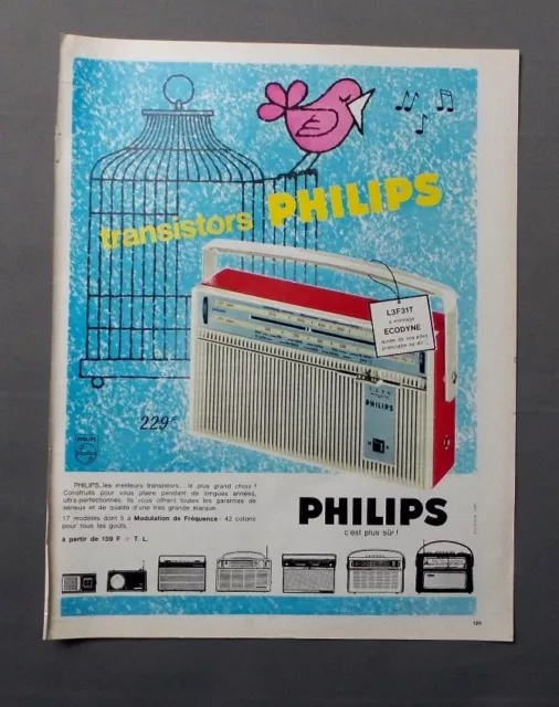 Pub Publicite Ancienne Advert Clipping 230917 / Transistor Philips 17 Modeles