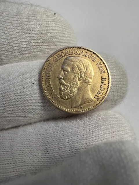 10 Mark 1878, Friedrich Grosherzog von Baden, Gold. Jäger 186