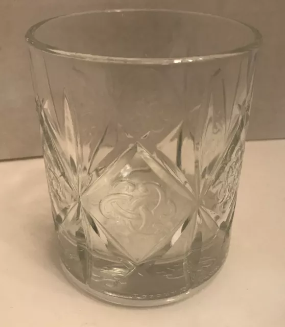 Single (1) Dewars True Scotch Whiskey Glass Clear with Embossed Celtic Knot