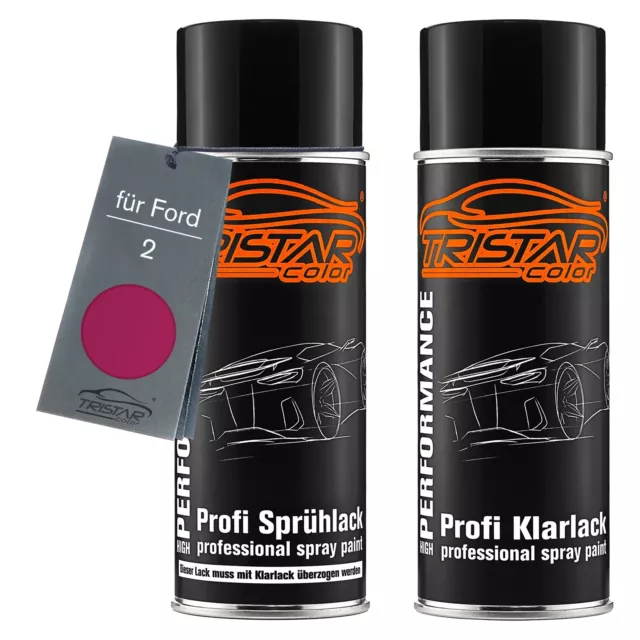 Autolack Spraydosen Set für Ford 2 Lipstick Pink Basislack Klarlack Sprühdose