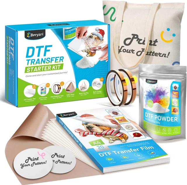 DTF Transfer Film Powder Kit All-in-1 DTF Sublimation Starter Kit - 8.8oz Whi...