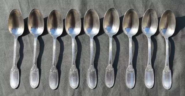 9 CUILLERES A CAFE EN ARGENT MASSIF MINERVE STYLE EMPIRE ( silver coffee spoon )