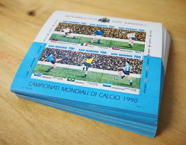 1990 San Marino; 100 Blocks Fußball, postfrisch/MNH, Bl. 13, ME 550,-