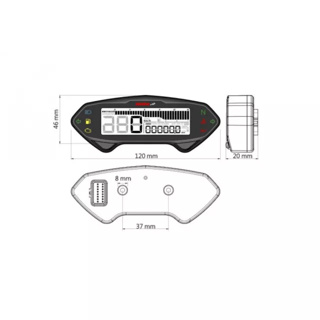 Tachometer KOSO Digital Cockpit DB01RN weißes Display universal Motorrad Roller 3