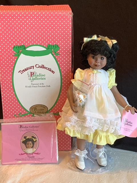 VTG Paradise Galleries Treasury Porcelain Doll NICOLE 13" African American w/Box 2