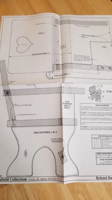 The Winfield Collection SCHOOL DESK "B"  Full Size Woodcraft Pattern 1992 UNCUT