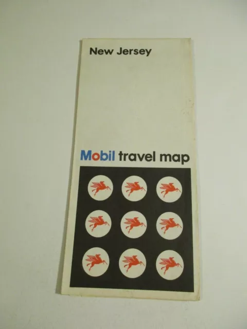 Vintage 1971 Mobil New Jersey State Highway Gas Station Travel Road Map-Box 6