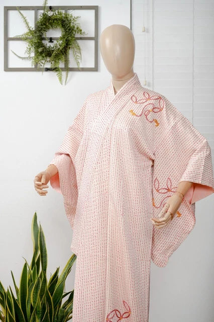 Dear Vanilla Japanese Silk Kimono Women's Robe Gown Authentic Japan Vintage Mint 2