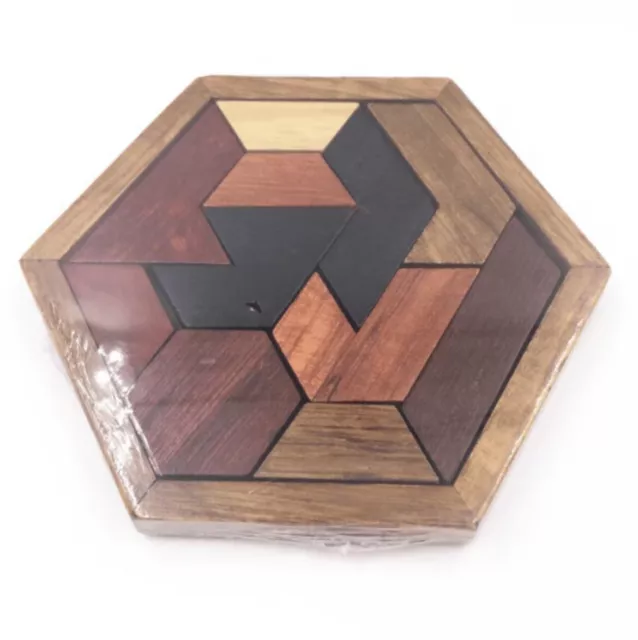 Puzzlespiel für Kinder Erwachsene Hexagonal Tangram Board Brain Teaser Toys