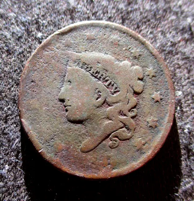 Old Coin United States Of America 1 Large Cent "Liberty Head/Braided Hair" (B)