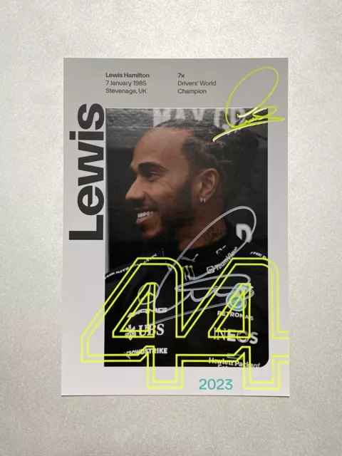 Lewis Hamilton Hand Signed A5 Official Card 2023 - Mercedes AMG F1 Petronas COA