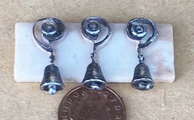 Set of 3 Resin Servant Bells Tumdee 1:12 Scale Dolls House Miniature Accessory
