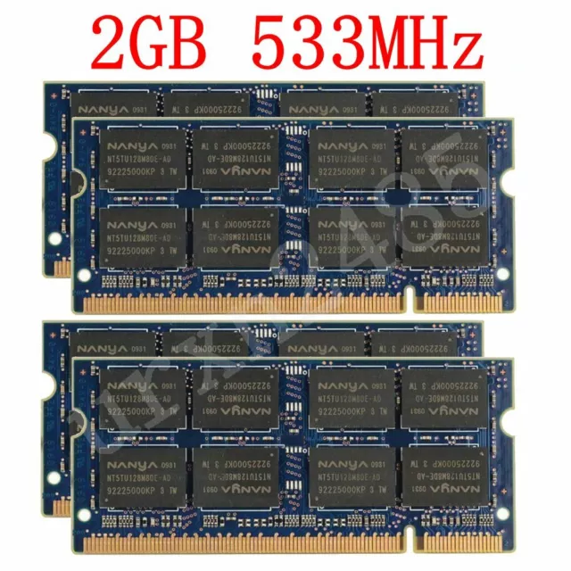 8GB (4x 2GB) / 1GB PC2-4200S 533MHz DDR2 SODIMM Laptop RAM Memory für NANYA DE