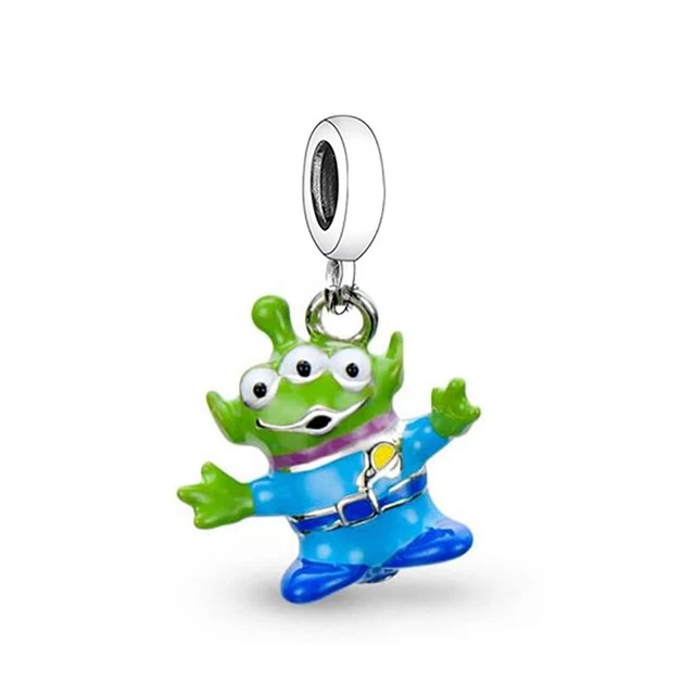 925 Sterling Silver Charm & bead, Green aliens cartoon Charm Bead, Cartoon Charm