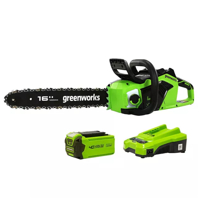 40V Batería Motosierra 40cm Espada Greenworks GD40CS18K 4Ah Batería Cargador