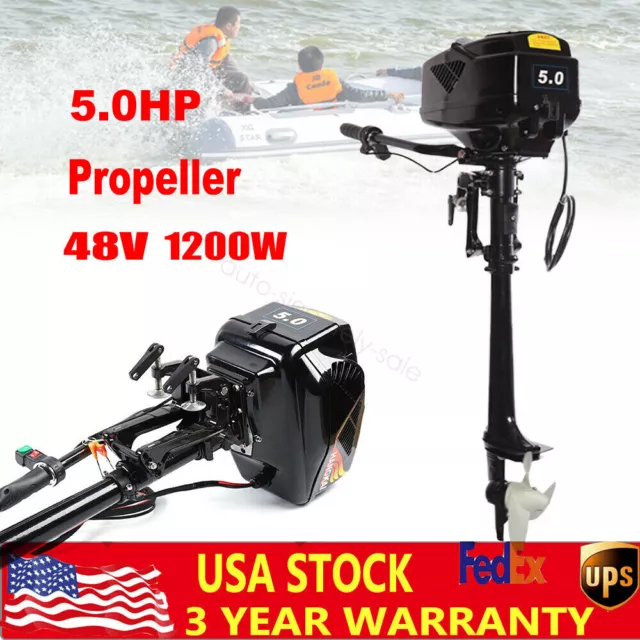 48V Electric Outboard Fishing Boat Propeller Engine 1200W Heavy Duty Craft Motor
