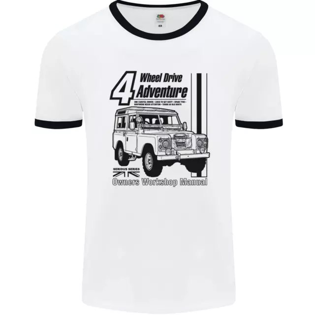 T-shirt da uomo bianca Adventure 4X4 Off Road 4 ruote motrici