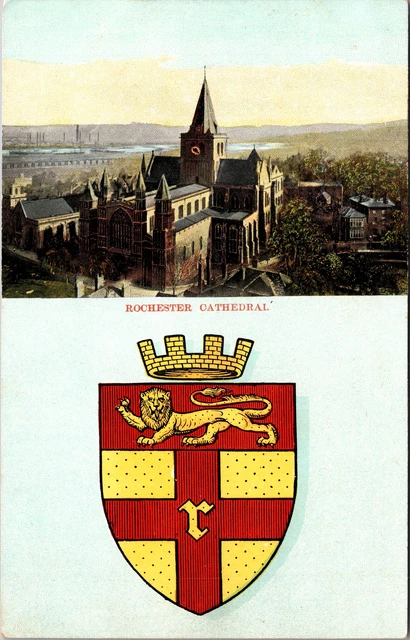 Rochester Kent- Birds Eye, Rochester Cathedral, Vintage Postcard