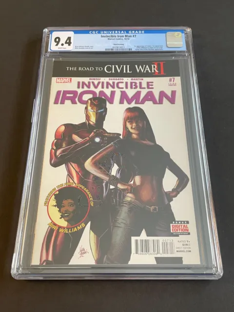 INVINCIBLE IRON MAN #7 (Marvel 2016) CGC 9.4, 3rd print, 1st cameo Riri Williams