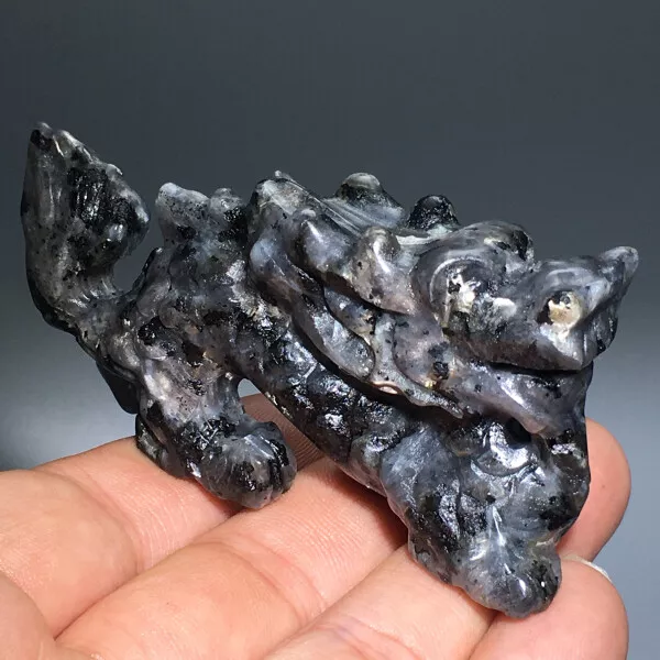 76g Natural Crystal.spectrolite.Hand-carved.Exquisite dragon.healing.gift A75