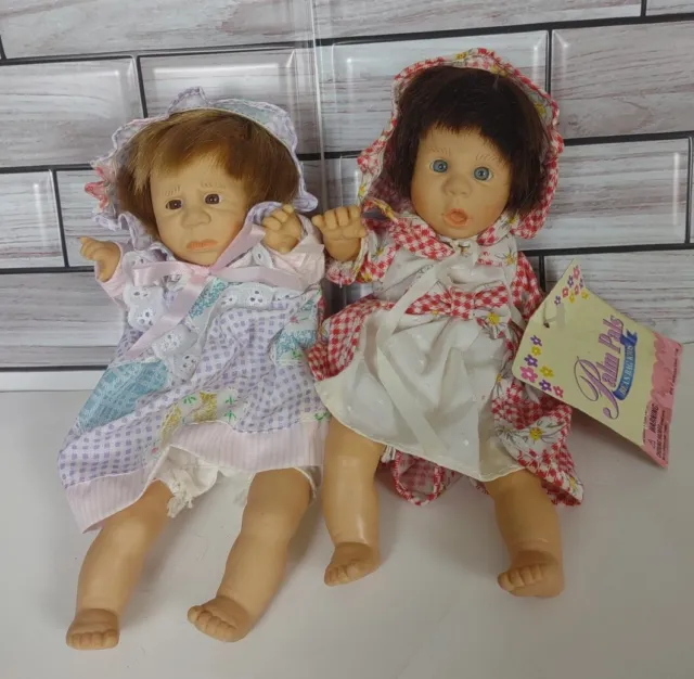 2 Vintage Gi-go Palm Pals Bean Bag Kids Expressive Faces 8" Dolls 1996 Girl