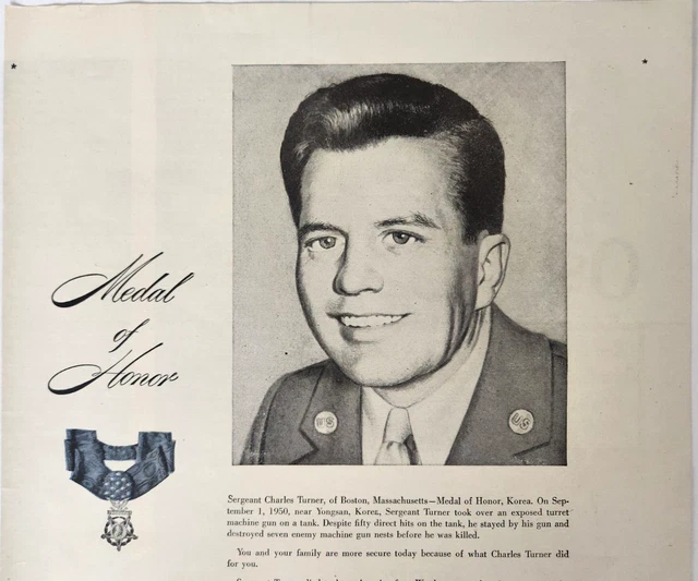 Medal Of Honor Sergeant Charles Turner Vintage 1951 Magazine Print