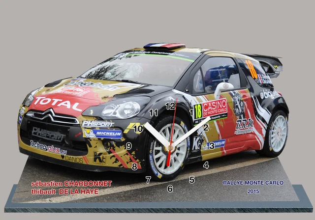 Miniature Voiture Citroën DS3 Bouffier - Rallye Monte Carlo 2013 - Format Horloge 20x30cm