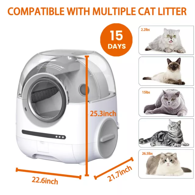 Smart Self Cleaning Cat Litter Box Automatic Cleaning Robot App Control WiFi 68L 2