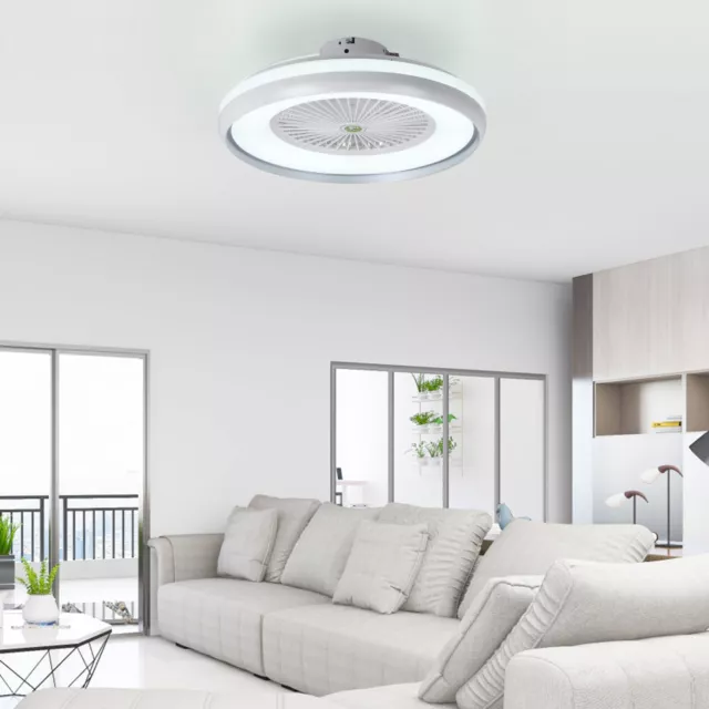 Ceiling Fan Light LED Invisible Blade Chandelier Fan with Remote Control 20 Inch
