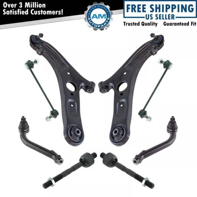 8 Piece Steering & Suspension Kit Control Arms Tie Rods Sway Bar End Links New