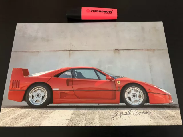 Rare Autographe Photo Scaglietti Ferrari F40 Signed Not Copy
