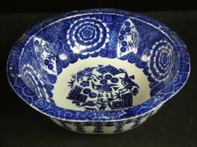 Antique Japanese Blue White Porcelain Charger Bowl Meiji Edo